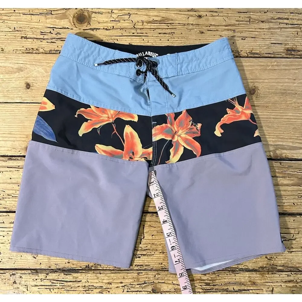 Billabong Men’s Size 25 Blue Colorblock Tribong Boardshorts NWOT